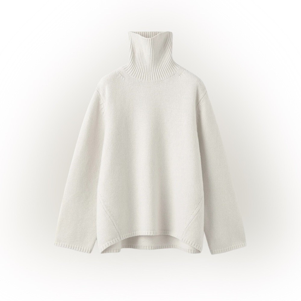 Toteme Sweater Medium Wool Cashmere Thick Knit Oversized High Neck Quiet Luxury